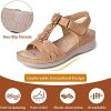 51J8L0KTvoS._AC_.jpg Gracosy Sandales Femmes Compensées, Nu Pieds en Cuir PU avec Fleurs et Perles Mode Confortable Sandales Bride Cheville avec Boucle Été Noir Marron Beige