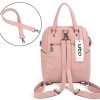 UTO Femme Sac à Dos Sac Porté épaule Sac porté Main en Multi-Façon Mode Vogue Similicuir PU Cuir Doux Rose