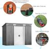 51JVaXbU5L._AC_.jpg RELAX4LIFE Abri de Jardin en Acier Galvanisée 238 x131x181cm, Cabane de Jardin des Outils en Tôle Galvanisée avec 4 Bouches de Ventilation, 2 Portes Coulissantes, Toit Incliné, Utilisation Extérieur