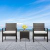 51JkWf303L._AC_.jpg Bonnlo Salon de Jardin Extérieur en Résine Tresseé avec Coussins Ensemble 3 Pièces, Petit Salon en rotin de 2 Fauteuils à Une Place avec Coussins, 1 Table Basse en Verre - Dégradé Marron