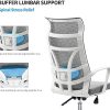 51OJ09SQr3L._AC_.jpg Allguest Chaise de Bureau Ergonomique avec Filet Respirant, Soutien Lombaire réglable, Dossier Haut, Coussin en éponge, Angle de Dossier réglable Certification EN1335, Blanc