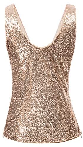 Débardeur à Paillettes Pour Femme GRACE KARIN - Col Carré, Sans Manches, Pour Fête Ou Soirée