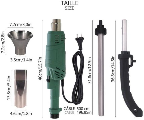 VOUNOT Désherbeur Electrique Pistolet 2000W avec Cordon et 2 Buses Brûleur électrique de mauvaises herbes Allume Charbon Désherbant Brûleur 3 en 1 Pour Jardin Barbecue Bricolage