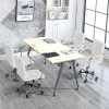 51aUIc2bO5L._AC_.jpg Yaheetech Chaise de Bureau Fauteuil pour Chambre Siège à roulettes Pivotant Réglable Capacité Max.120kg avec Dossier Accoudoir Blanc
