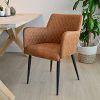 51adLbdmUrL._AC_.jpg Damiware Rose Chaise avec Accoudoir | Salle à Manger Confort Revêtement en Tissu (Cognac)