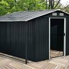 51dJ3H4PK8L._AC_.jpg Zelsius Kit de Construction pour abri de Jardin | Toit de remorquage 303 x 156/146 x 42 cm | Support pour Outils de Jardin | Résistant aux intempéries | Convient pour Le Stockage du Bois (Anthracite)