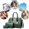 YANYUYNAY Sac à Main Femme Cuir Sac Bandoulière D'épaule Femme Sac Cabas Fourre-Tout Sacs Portés Main de 2-4pcs Set (Noir, Rouge, Marron)