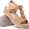 51gJzTBilFL._AC_.jpg Gracosy Sandales Femmes Compensées, Nu Pieds en Cuir PU avec Fleurs et Perles Mode Confortable Sandales Bride Cheville avec Boucle Été Noir Marron Beige