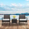 51h-1MIeFTL._AC_.jpg Bonnlo Salon de Jardin Extérieur en Résine Tresseé avec Coussins Ensemble 3 Pièces, Petit Salon en rotin de 2 Fauteuils à Une Place avec Coussins, 1 Table Basse en Verre - Dégradé Marron