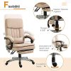 Vinsetto Fauteuil de bureau direction massant hauteur réglable dossier inclinable repose-pied coussin lombaires revêtement synthétique beige