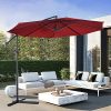 51kaGBz-rL._AC_.jpg GOPLUS Parasol en Fer et en Polyerster,Parasol de Jardin avec 8 Baleines pour Plage,Café,Balcon,Imperméable et Inclinable-Beige/Rouge/Brun-3m (Rouge)