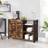 51lGOSm2RkL._AC_.jpg VASAGLE Meuble de Rangement, Buffet, avec Placard 2 Portes, étagères réglables, pour Salle à Manger, Salon, Cuisine, 110 x 33 x 75 cm, Style Industriel, Marron Rustique et Noir LSC083B01