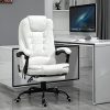 Fauteuil de Bureau Direction massant Chauffant Hauteur réglable Dossier inclinable Repose-Pied + Coussin lombaires intégrés revêtement synthétique (Blanc)