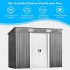 51wIiprkODL._AC_.jpg RELAX4LIFE Abri de Jardin en Acier Galvanisée 238 x131x181cm, Cabane de Jardin des Outils en Tôle Galvanisée avec 4 Bouches de Ventilation, 2 Portes Coulissantes, Toit Incliné, Utilisation Extérieur