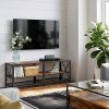 51xqTI-EKL._AC_.jpg VASAGLE Meuble TV, Support TV pour télévision jusqu'à 60 Pouces, Table de Salon, avec étagères de Rangement, Cadre en Acier, pour Salon, Chambre, Marron Rustique et Noir LTV094B01