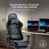 KASORIX Chaise Gaming Inclinable Chaise Bureau Ergonomique Fauteuil Gamer en Cuir PU Hauteur réglable Chaise Gamer avec Repose-Pieds et Massage Siege Gamer Oreiller Lombaire 8509-Noir
