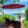 61AM0czW0IL._AC_.jpg GOPLUS Parasol en Fer et en Polyerster,Parasol de Jardin avec 8 Baleines pour Plage,Café,Balcon,Imperméable et Inclinable-Beige/Rouge/Brun-3m (Rouge)