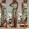 61HrREMSRjL._AC_.jpg chuangminghangqi Femmes Fleurs Robe de soirée Longue Robe de Plage d'été sans Manches Bandeaux Imprimee Party Soirée Cérémonie