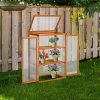 61kvnL0of1L._AC_.jpg Outsunny Mini Serre de Jardin 3 Niveaux dim. 76L x 47l x 110H cm Double Porte Toit ouvrant Bois Sapin lasuré Polycarbonate