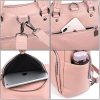 UTO Femme Sac à Dos Sac Porté épaule Sac porté Main en Multi-Façon Mode Vogue Similicuir PU Cuir Doux Rose