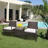 61snX4s13dL._AC_.jpg Bonnlo Salon de Jardin Extérieur en Résine Tresseé avec Coussins Ensemble 3 Pièces, Petit Salon en rotin de 2 Fauteuils à Une Place avec Coussins, 1 Table Basse en Verre - Dégradé Marron