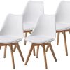 Albatros Chaises de Salle à Manger AARHUS, Lot de 4, Blanc avec Pieds en Bois Massif, Hêtre, Design Rétro Scandinave