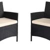 Ambientehome Lot de 2 fauteuils en polyrotin Noir. Ambientehome Lot de 2 fauteuils en polyrotin Noir.