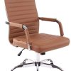 CLP Chaise De Bureau Amadora en Similicuir Ou Tissu avec roulettes I Fauteuil De Bureau Ergonomique Réglable en Hauteur I Dossier Et accoudoirs, Couleur:Brun Clair, matière:Similicuir