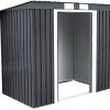 Costway Abri de Jardin en Métal Cabane à Outils en Costway Abri de Jardin en Métal Cabane à Outils en Tôle Galvanisée avec Porte Coulissante et Deux Fenêtres de Ventilation 213 x 130 x 173 cm Gris