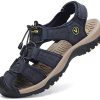 FLARUT Homme Sandales de Randonnée Orteil Fermé Crochet&Boucle De Plein air Randonnée Cuir Chaussures