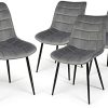 IDMarket - Lot de 4 chaises Mady en Velours Gris IDMarket - Lot de 4 chaises Mady en Velours Gris Clair pour Salle à Manger