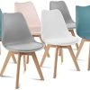 IDMarket - Lot de 6 chaises SARA Mix Color Rose, IDMarket - Lot de 6 chaises SARA Mix Color Rose, Blanc, Gris Clair x2, Bleu x2