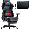 KASORIX Chaise Gaming Inclinable Chaise Bureau Ergonomique Fauteuil Gamer en Cuir PU Hauteur réglable Chaise Gamer avec Repose-Pieds et Massage Siege Gamer Oreiller Lombaire 8509-Noir