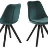Marque Amazon - Movian Arendsee - Lot de 2 chaises de Marque Amazon - Movian Arendsee - Lot de 2 chaises de salle à manger, 55 x 48,5 x 85 cm, Vert bouteille/ pieds en hévéa noirs