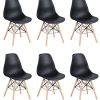 Mid-Century Lot de 6 chaises scandinaves de salon patchwork avec Mid-Century Lot de 6 chaises scandinaves de salon patchwork avec pieds en hêtre pour salle à manger chambre à coucher (Noir (6 pièces)