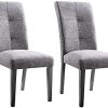 PADMA HOUSE Chaises de Salle à Manger, Lot de 2, PADMA HOUSE Chaises de Salle à Manger, Lot de 2, Rembourré, Dossier Haut, Revêtement en Lin-Coton, Pieds en Bois Massif, L 66 x l 47 x H 99 cm