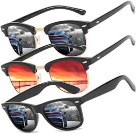 Perfectmiaoxuan Lunettes de soleil 3 Pack hommes femmes polarisées UV400 classique rétro lunettes conduite course cyclisme pêche Golf été tourisme lunettes de soleil homme