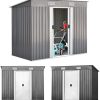 RELAX4LIFE Abri de Jardin en Acier Galvanisée 238 x131x181cm, Cabane RELAX4LIFE Abri de Jardin en Acier Galvanisée 238 x131x181cm, Cabane de Jardin des Outils en Tôle Galvanisée avec 4 Bouches de Ventilation, 2 Portes Coulissantes, Toit Incliné, Utilisation Extérieur