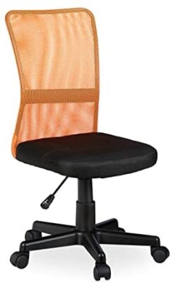 Relaxdays Chaise de bureau ergonomique fauteuil pivotant hauteur réglable 90 kg enfants HxlxP: 102 x 55 x 55 cm, orange, Nylon, maille et plastique, Taille Unique