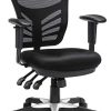 SONGMICS Siège de Bureau Pivotant Fauteuil Ergonomique en Maille Respirant 3 leviers de Réglage, Support Lombaire, avec accoudoir réglable en polyuréthane, Dossier réglable en Hauteur, OBN52BK