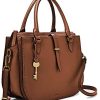 Sac en cuir Fossil Ryder Satchel pour femmes 30,5 cm L x 15,2 cm L x 25,4 cm H