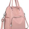 UTO Femme Sac à Dos Sac Porté épaule Sac porté Main en Multi-Façon Mode Vogue Similicuir PU Cuir Doux Rose