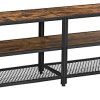 VASAGLE Meuble TV, Support TV pour télévision jusqu'à 60 Pouces, VASAGLE Meuble TV, Support TV pour télévision jusqu'à 60 Pouces, Table de Salon, avec étagères de Rangement, Cadre en Acier, pour Salon, Chambre, Marron Rustique et Noir LTV094B01