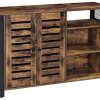 VASAGLE Meuble de Rangement, Buffet, avec Placard 2 Portes, étagères VASAGLE Meuble de Rangement, Buffet, avec Placard 2 Portes, étagères réglables, pour Salle à Manger, Salon, Cuisine, 110 x 33 x 75 cm, Style Industriel, Marron Rustique et Noir LSC083B01