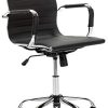 VS Venta-stock Fauteuil de Bureau Croma inclinable Noir,Cuir Synthétique, Chaise Executive avec accoudoirs et Coussin rembourré, Hauteur réglable, Design Ergonomique.