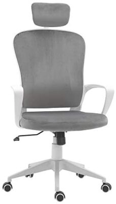 Vinsetto Fauteuil de bureau ergonomique en velours - 63 x 64 x 118-128 cm - gris clair