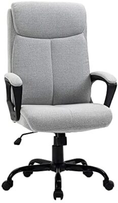 Vinsetto fauteuil de bureau manager réglable pivotant fonction bascule verrouillable lin gris clair