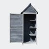 WilTec Armoire de Jardin en Bois Gris 77x53x179cm avec Porte WilTec Armoire de Jardin en Bois Gris 77x53x179cm avec Porte & Toit en Pente avec Isolation bitumineuse