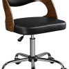 Yaheetech Chaise Bureau Bois Courbé Accoudoir Ergonomique Pivotantes Hauteur Réglable pour Salon Bar Salle de Séjour Chambre Studio Charge 136 kg Noir