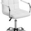 Yaheetech Chaise de Bureau Fauteuil pour Chambre Siège à roulettes Yaheetech Chaise de Bureau Fauteuil pour Chambre Siège à roulettes Pivotant Réglable Capacité Max.120kg avec Dossier Accoudoir Blanc